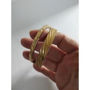 1960'S 12k GF Marathon Design Floral Bangle Bracelet And Monet Bracelet